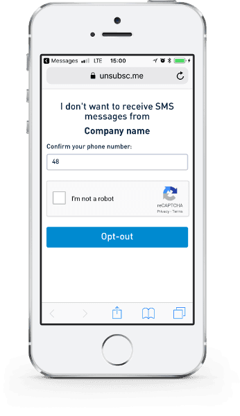 Screen of the Opt-Out SMS feature