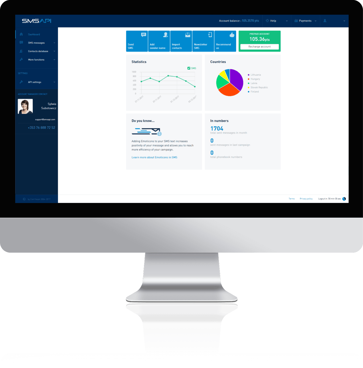 SMSAPI Customer Portal on a screen