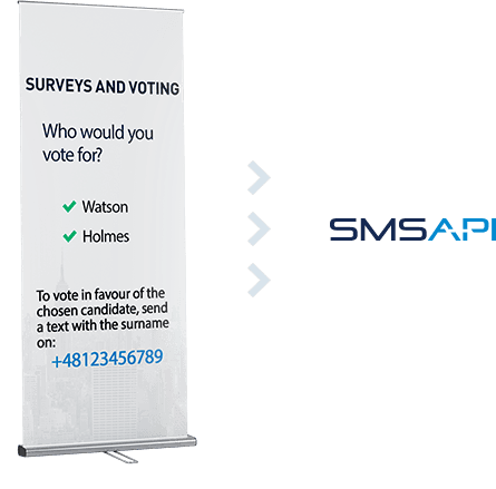 Stand with surveys and voting feature at SMSAPI